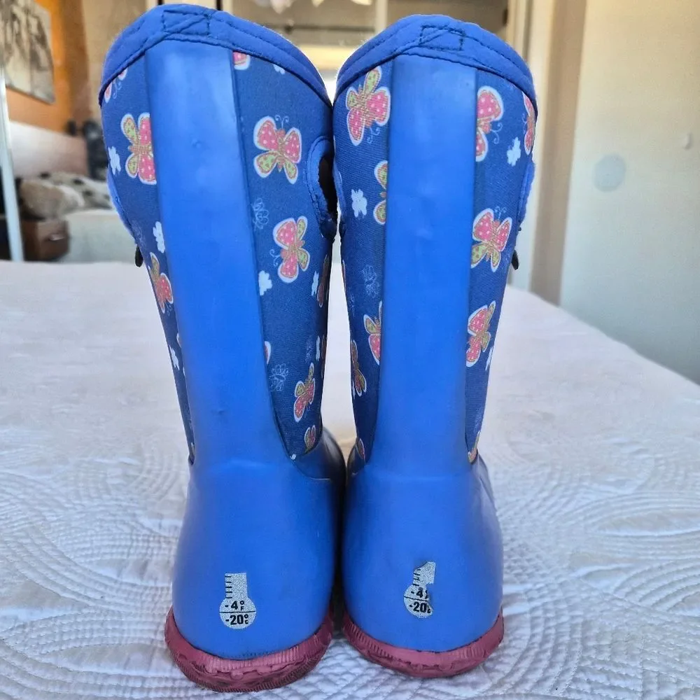 VGUC Bogs Durham Butterfly Kids Winter Waterproof Boots - Size 2